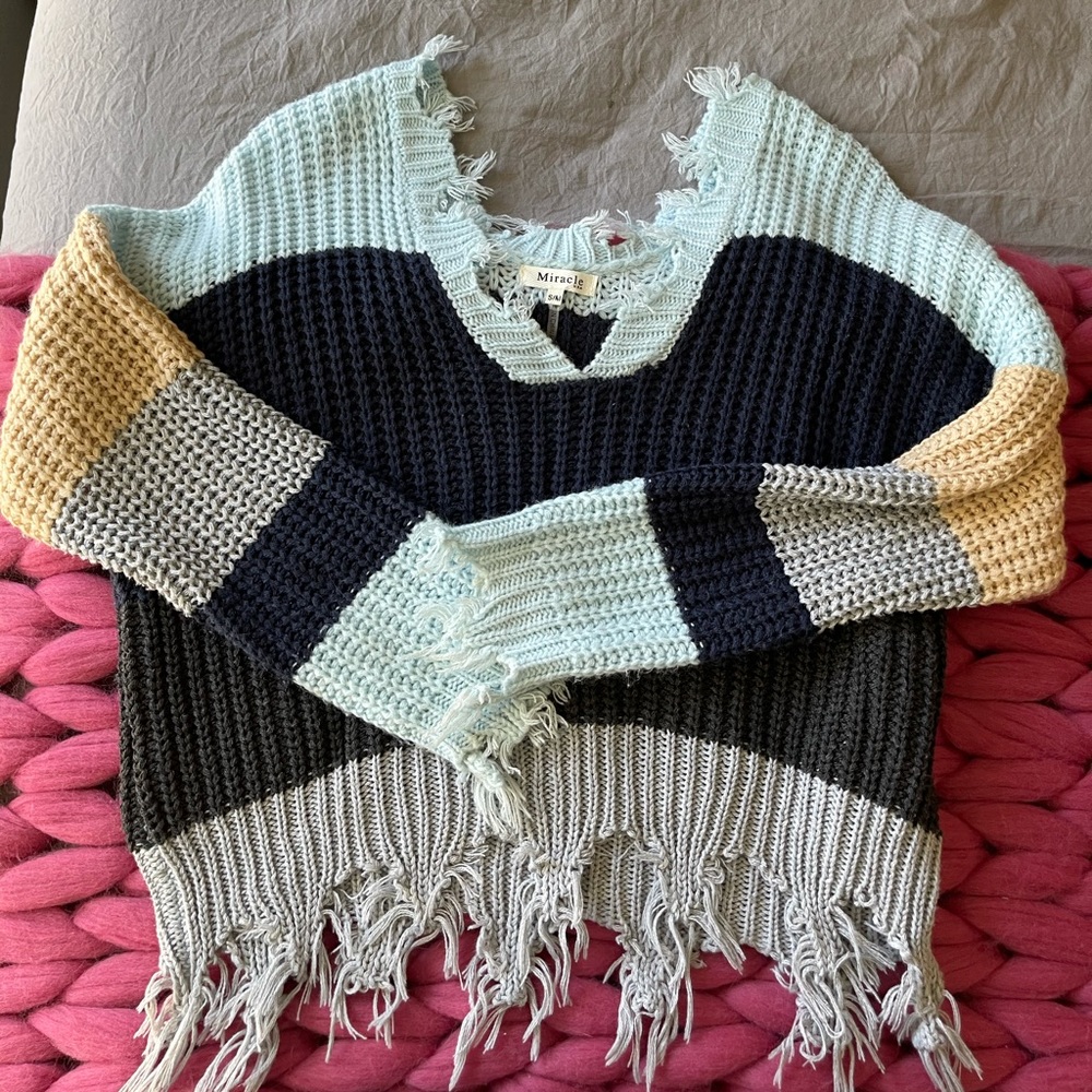 Reversible striped sweater